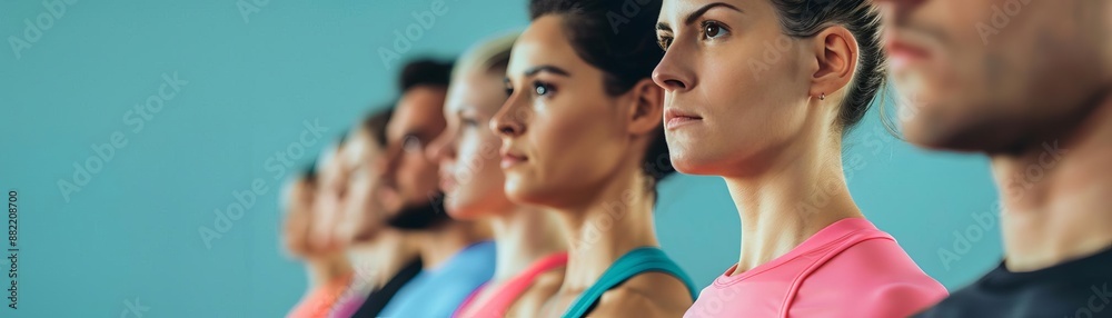 Group in a HIIT workout, strength and cardio, burning calories together Group in a HIIT workout, strength and cardio, burning calories together