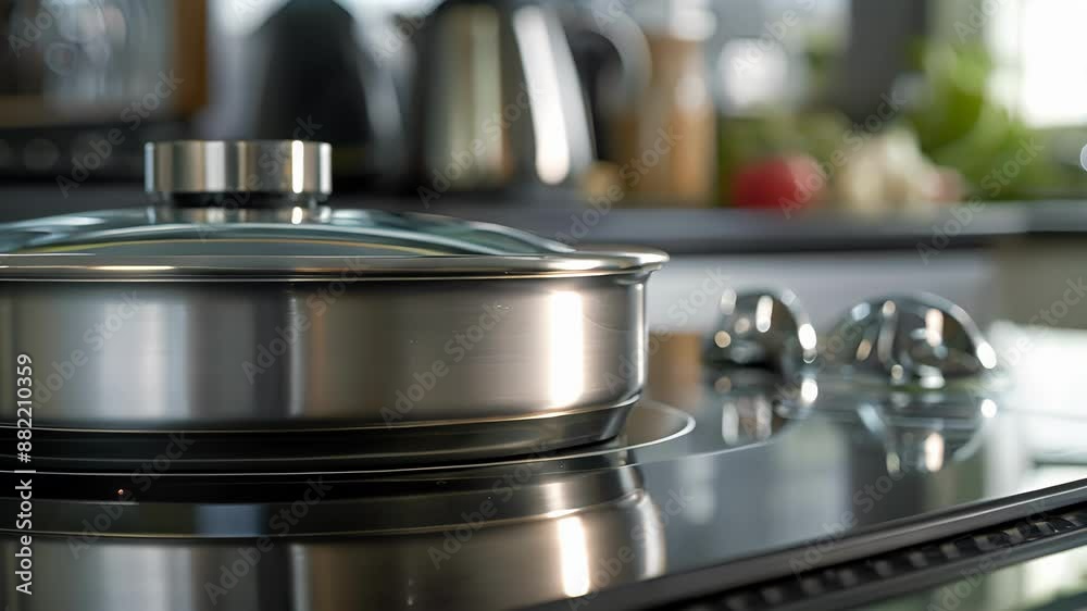 Closeup of the safety lock feature on a portable induction cooker where two buttons must be pressed simultaneously to unlock and activate the cooktop. Closeup of the safety lock feature on a portable induction cooker where two buttons must be pressed simultaneously to unlock and activate the cooktop.