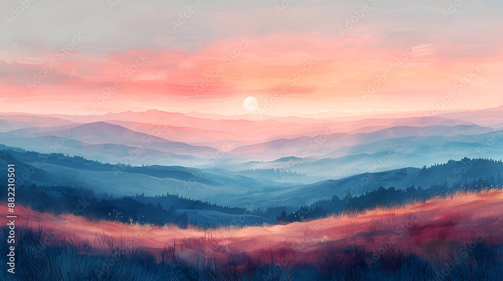Obraz premium A Tranquil Mountain Sunrise