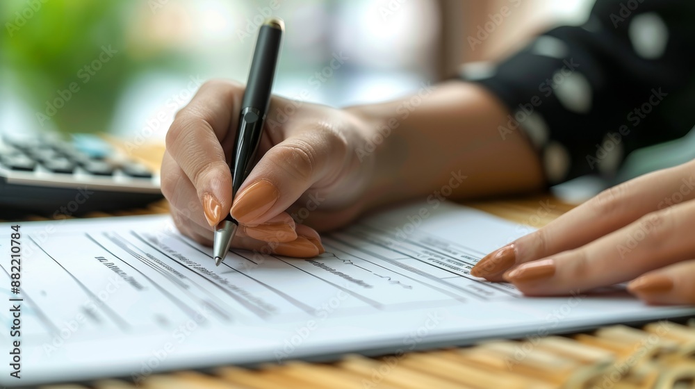 a persons hand signing contract paper a persons hand signing contract paper