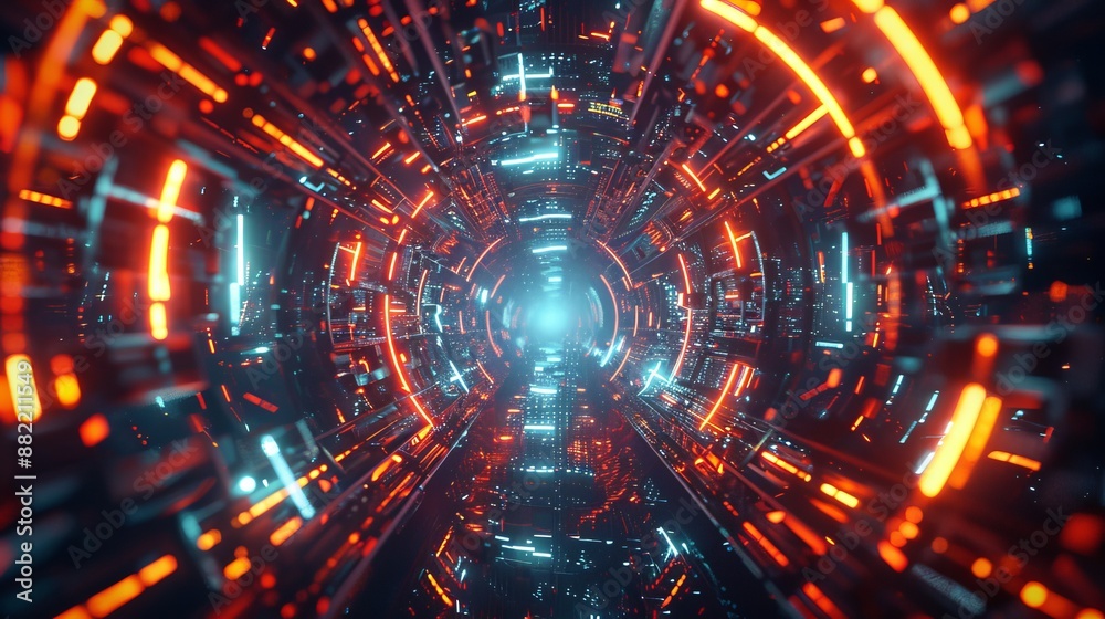 Abstract Neon Lights Tunnel Abstract Neon Lights Tunnel