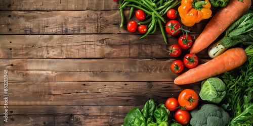 Verschiedenes Gemüse auf Holztisch Werbebanner Karte mit Platz für Text