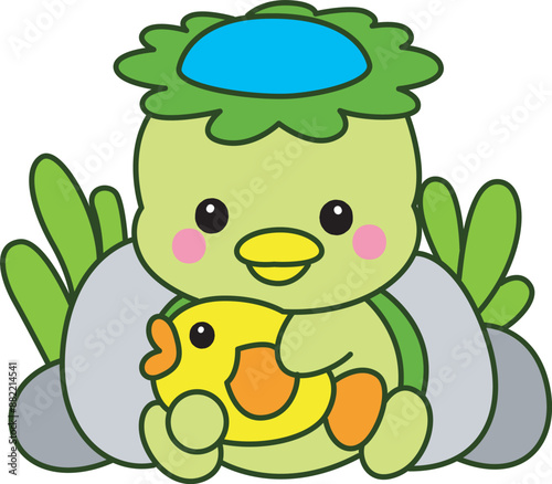 Kawaii japanese mythology Kappa sticker cute.
Cute kappa mascot ghost japanese.