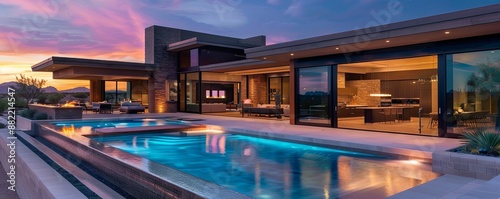 Wallpaper Mural Contemporary desert home with a pool and outdoor kitchen. Torontodigital.ca