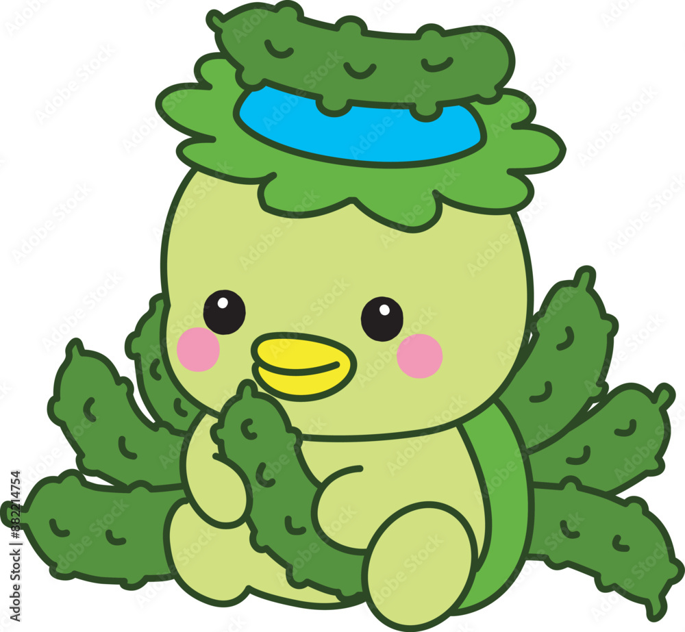 Obraz premium Kawaii japanese mythology Kappa sticker cute. Cute kappa mascot ghost japanese.