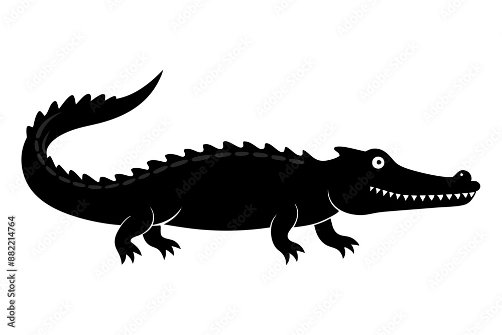 Fototapeta premium Crocodile silhouette vector illustration, isolated black silhouette of a crocodile collection