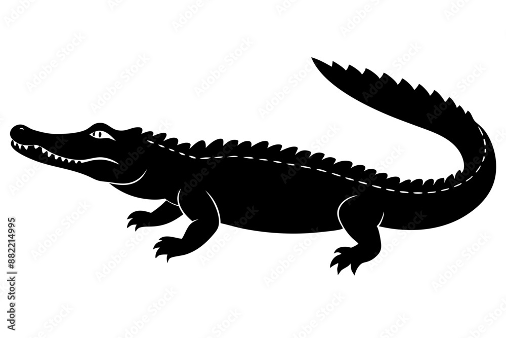Obraz premium Crocodile silhouette vector illustration, isolated black silhouette of a crocodile collection