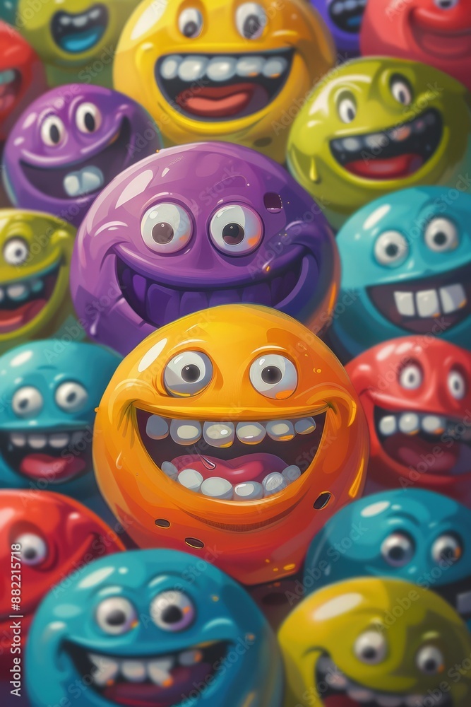 Smiling Faces of Various Colors and Shapes Smiling Faces of Various Colors and Shapes