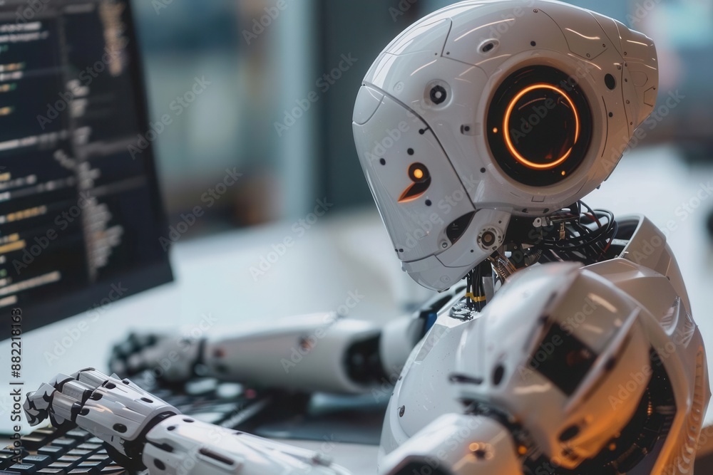 Fototapeta premium Ai Chatbots working and chatting in computer, Generative Ai