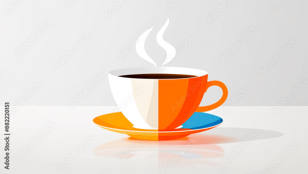 Vibrant coffee cup illustration, crafted in a modern flat design style, abstract art, cubism. Coffee pattern Vibrant coffee cup illustration, crafted in a modern flat design style, abstract art, cubism. Coffee pattern