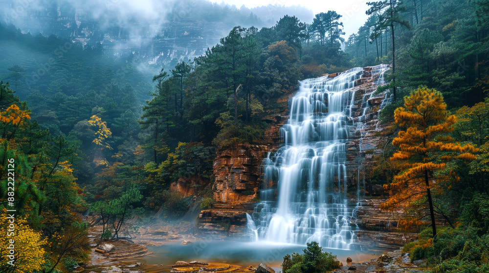 Fototapeta premium landscape waterfall in summer