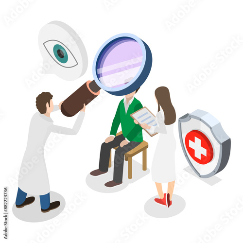 3D Isometric Flat Vector Illustration of Lasik Surgery, Ophthalmology Clinic. Item 2