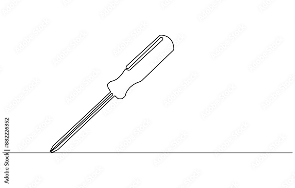 Fototapeta premium Continuous editable line drawing of screwdriver. Single line screwdriver icon. Continuous line drawing of screwdriver. Screwdriver linear icon. One line drawing background. Vector illustration.