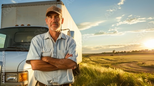 The Truck Driver at Sunset photo