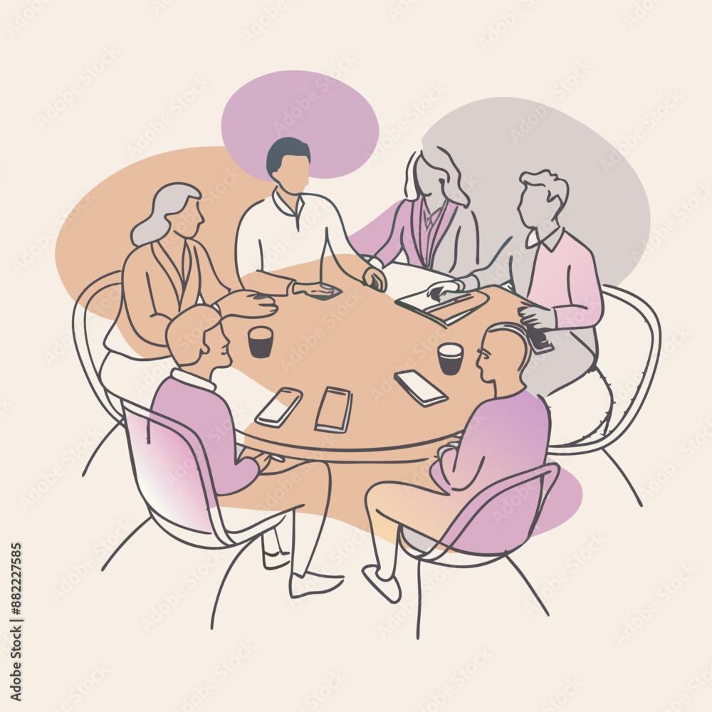 Discussion about new business plan, Business meeting teamwork and communication concept. Vector illustration. Discussion about new business plan, Business meeting teamwork and communication concept. Vector illustration.