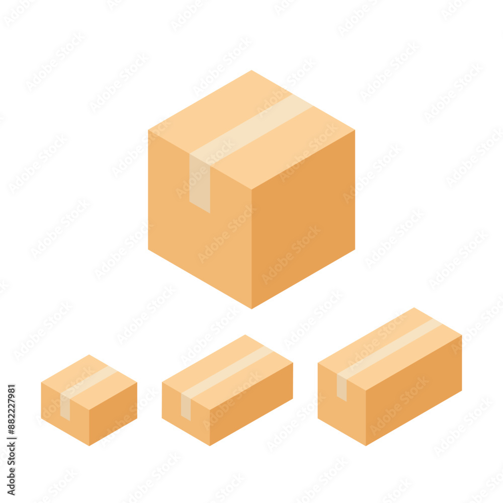 Fototapeta premium Icon set of cardboard box, storage, parcel. Vector for stock and delivery service concept.