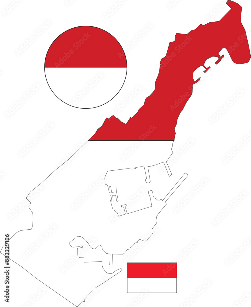 Fototapeta premium Monaco Map and Flag