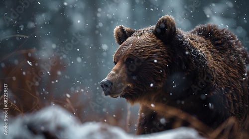 Brown bear in the winter
