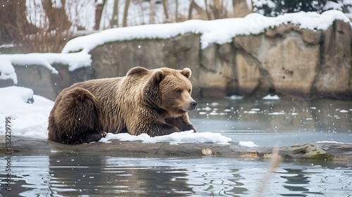 Brown bear in the winter