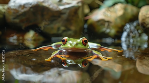 blue eyed Tree Frog in the water