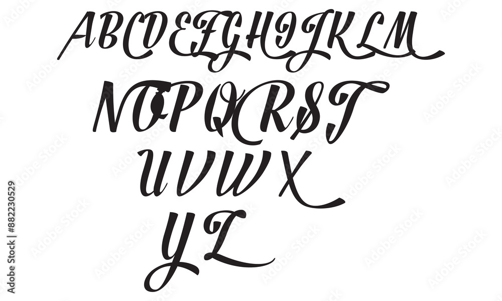 Fototapeta premium Vector Acrylic Brush Style Hand Drawn Alphabet Font. Calligraphy alphabet on a white background. Vector illustration. EPS 10/AI