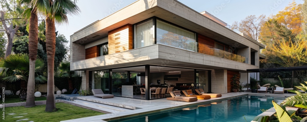 Modernist villa with a sleek design. Modernist villa with a sleek design.