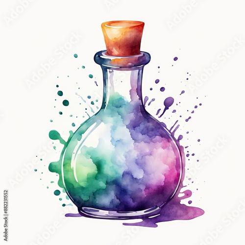 Watercolor Magic Potion Bottle.