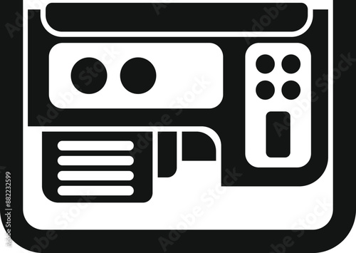 Black silhouette of a portable power generator supplying electricity, featuring a control panel for easy operation