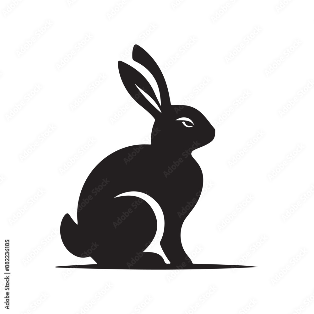 Black rabbit silhouette isolated on white background Black rabbit silhouette isolated on white background