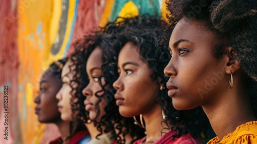 A powerful portrait of young black women standing together, demonstrating unity © Boraryn