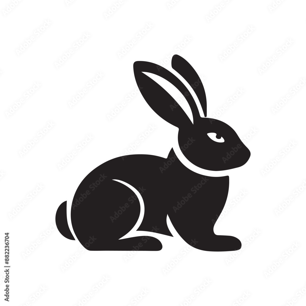 Black rabbit silhouette isolated on white background Black rabbit silhouette isolated on white background