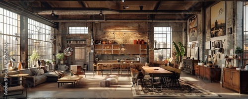 Urban loft with high ceilings. © peppastock2