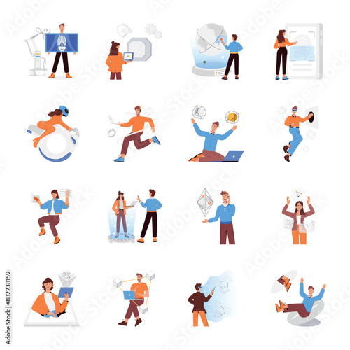WebPack of 16 Technology Innovations Flat Illustrations 

