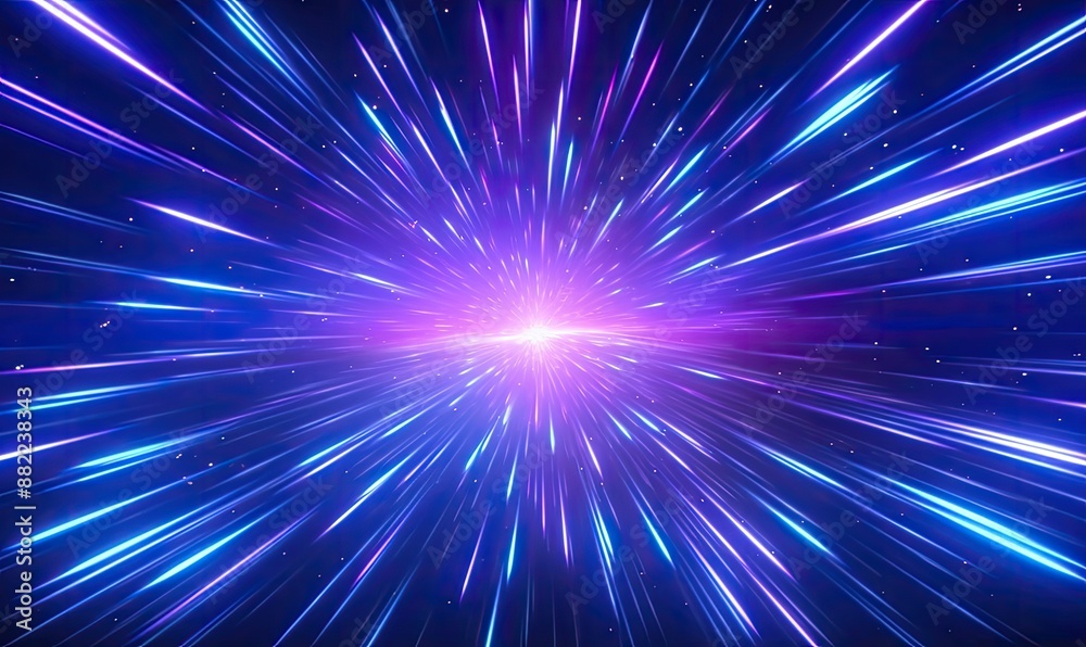 Abstract Neon Light Rays Background with Blue and Pink Streaks. Glowing Lines and Colorful Motion Effect