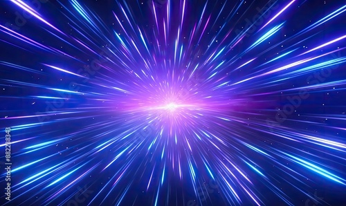 Abstract Neon Light Rays Background with Blue and Pink Streaks. Glowing Lines and Colorful Motion Effect