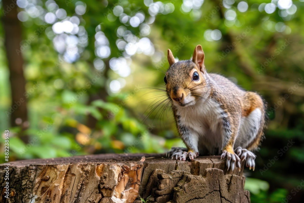 A Squirrel Posing on a Tree Stump. A Squirrel Posing on a Tree Stump.