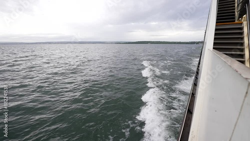 Ferry crossing a lake