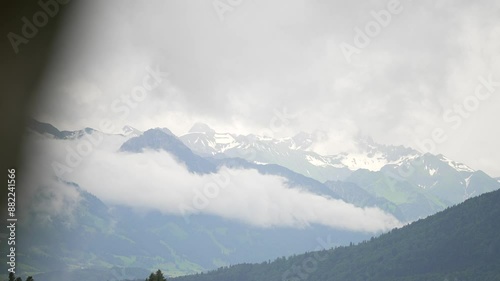 mountains in the fog