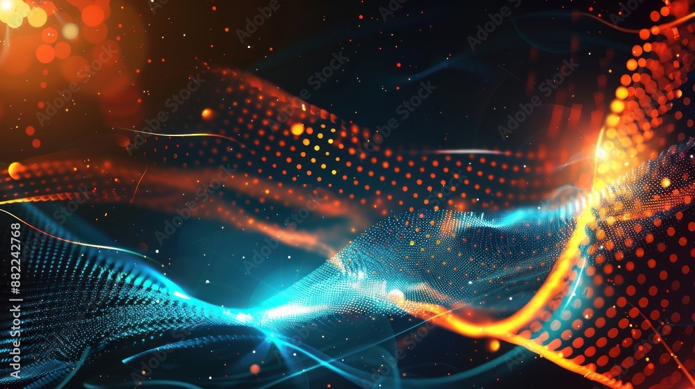 Abstract Digital Art with Orange and Blue Waves Abstract Digital Art with Orange and Blue Waves