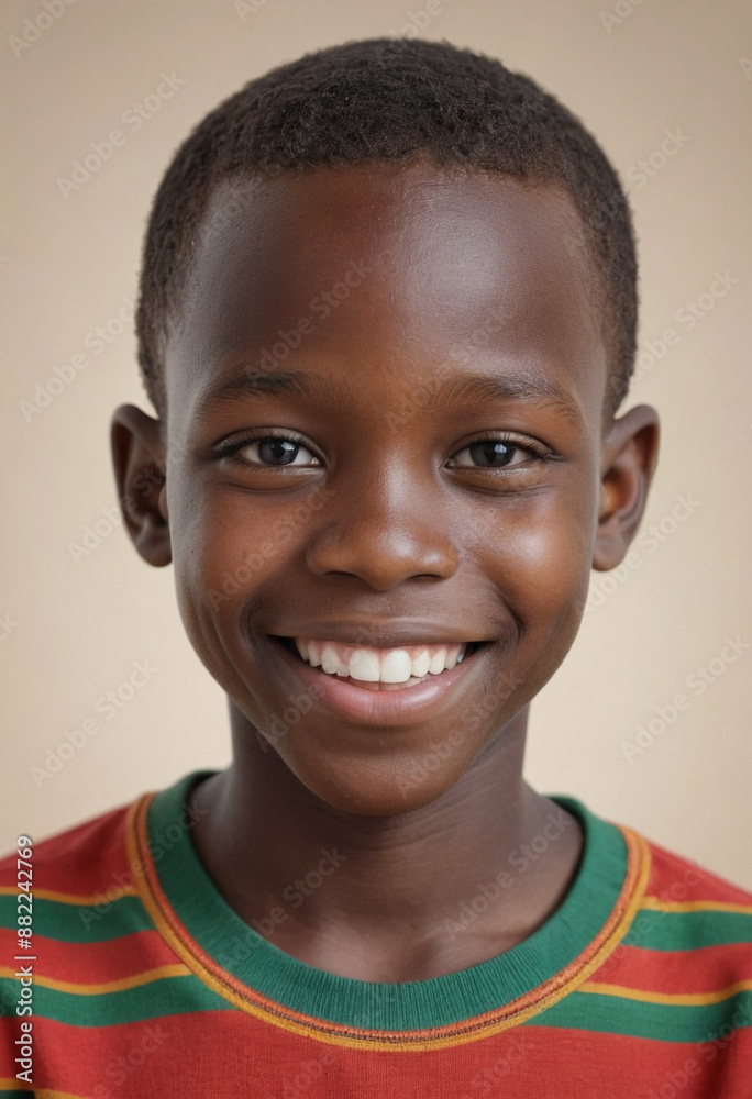 Portrait view of a regular happy smiling Burkina Faso boy, ultra realistic, candid, social media, avatar image, plain solid background Portrait view of a regular happy smiling Burkina Faso boy, ultra realistic, candid, social media, avatar image, plain solid background