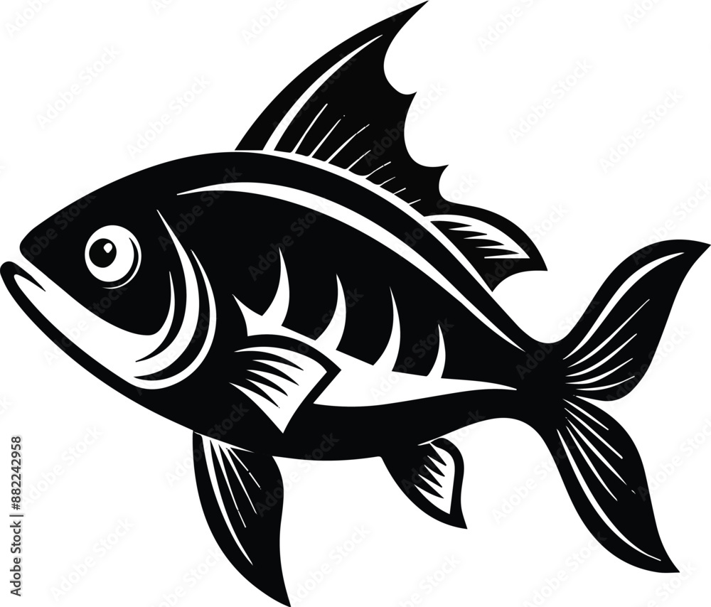 Fototapeta premium Fish Vector Style Silhouette. Generative AI