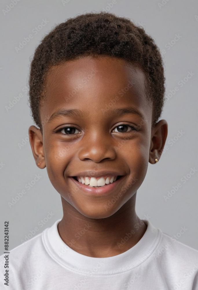 Portrait view of a regular happy smiling Equatorial Guinea boy, ultra realistic, candid, social media, avatar image, plain solid background Portrait view of a regular happy smiling Equatorial Guinea boy, ultra realistic, candid, social media, avatar image, plain solid background