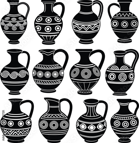 A vector illustration of an ancient Greek jug with white background