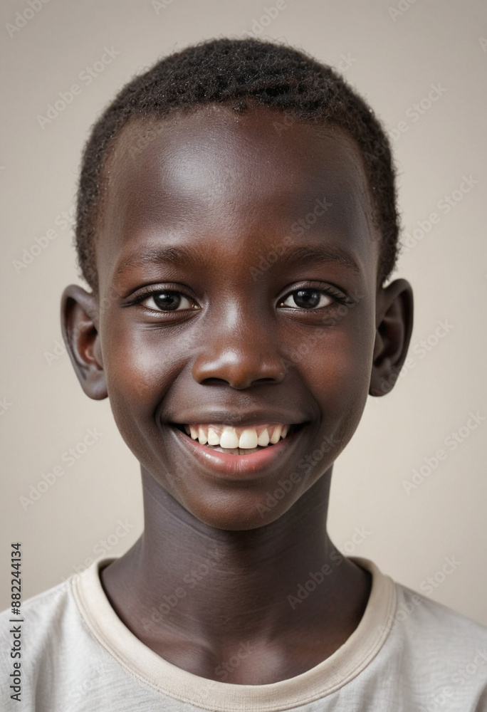 Portrait view of a regular happy smiling South Sudan boy, ultra realistic, candid, social media, avatar image, plain solid background Portrait view of a regular happy smiling South Sudan boy, ultra realistic, candid, social media, avatar image, plain solid background