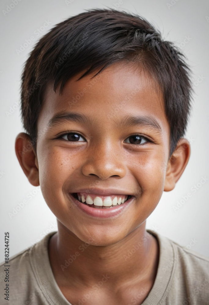 Portrait view of a regular happy smiling Cambodia boy, ultra realistic, candid, social media, avatar image, plain solid background Portrait view of a regular happy smiling Cambodia boy, ultra realistic, candid, social media, avatar image, plain solid background