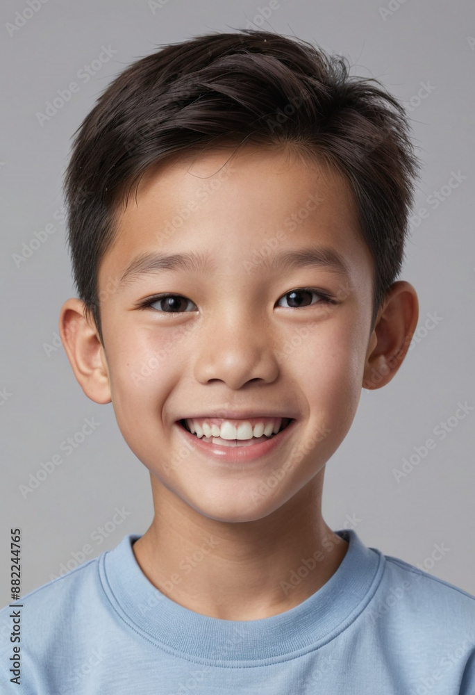 Portrait view of a regular happy smiling China boy, ultra realistic, candid, social media, avatar image, plain solid background Portrait view of a regular happy smiling China boy, ultra realistic, candid, social media, avatar image, plain solid background