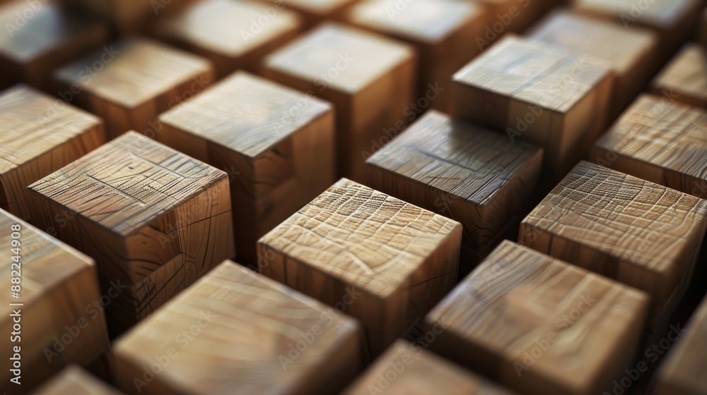 Close-up image of wooden blocks neatly arranged in a grid pattern, showcasing texture and craftsmanship with natural light. Close-up image of wooden blocks neatly arranged in a grid pattern, showcasing texture and craftsmanship with natural light.