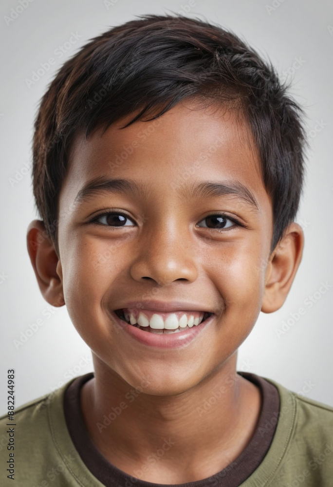 Portrait view of a regular happy smiling Indonesia boy, ultra realistic, candid, social media, avatar image, plain solid background Portrait view of a regular happy smiling Indonesia boy, ultra realistic, candid, social media, avatar image, plain solid background