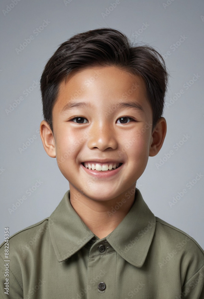 Portrait view of a regular happy smiling North Korea boy, ultra realistic, candid, social media, avatar image, plain solid background Portrait view of a regular happy smiling North Korea boy, ultra realistic, candid, social media, avatar image, plain solid background