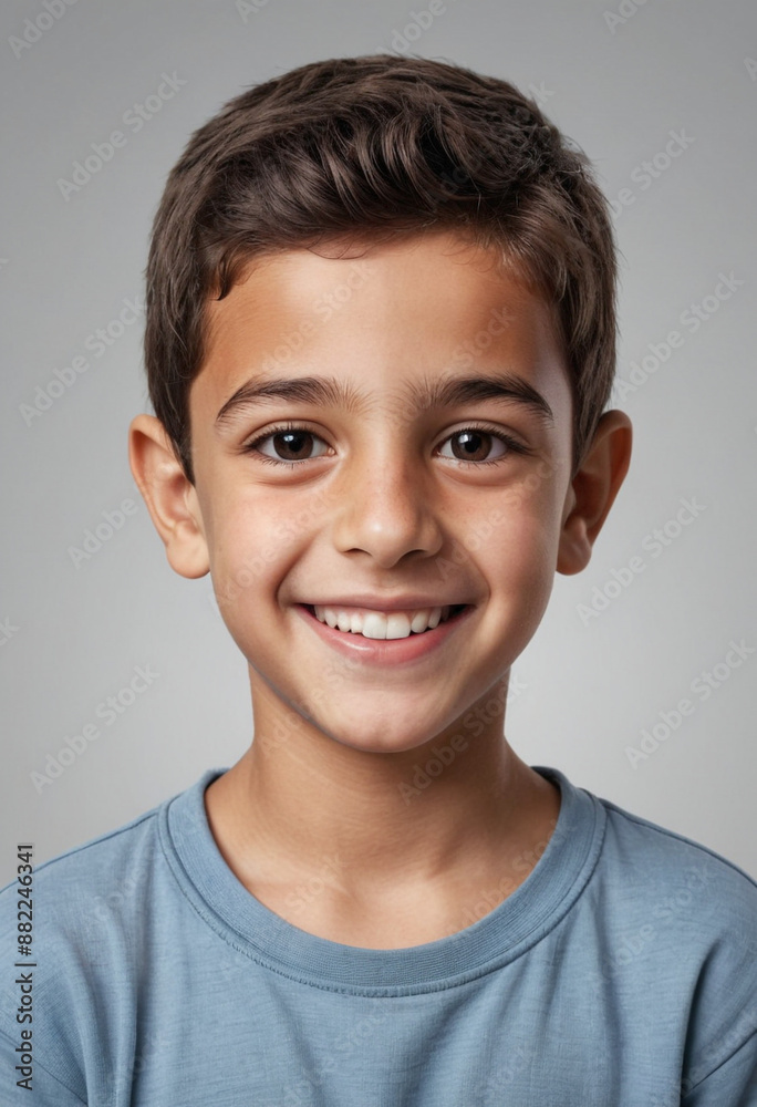 Portrait view of a regular happy smiling Syria boy, ultra realistic, candid, social media, avatar image, plain solid background Portrait view of a regular happy smiling Syria boy, ultra realistic, candid, social media, avatar image, plain solid background
